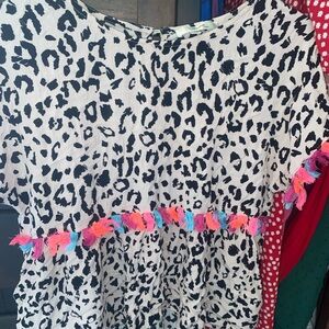 Leopard Print Top with Colorful Tassels